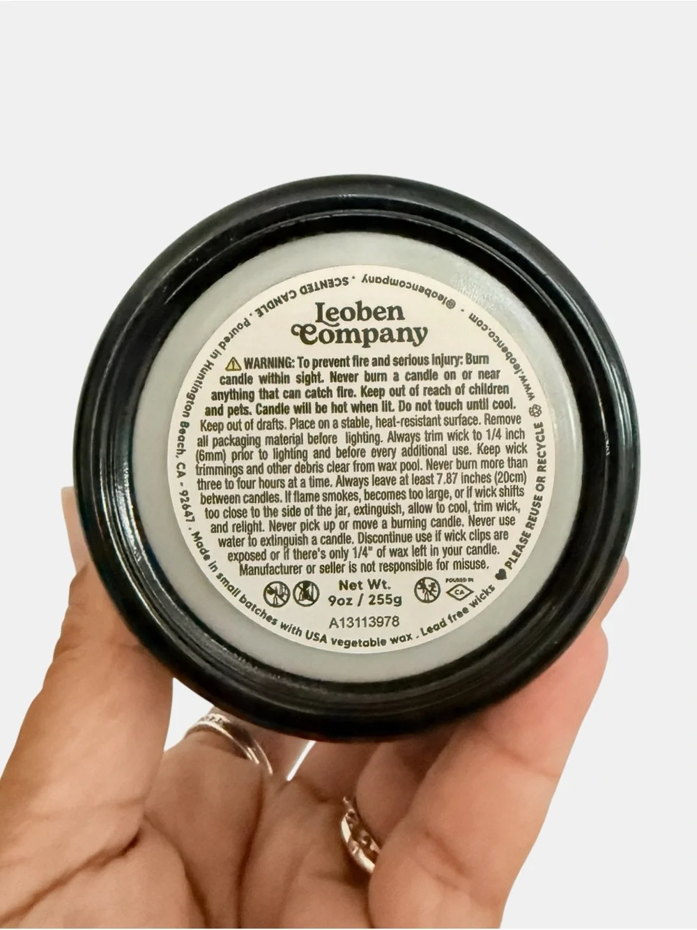 Leoben Company Man Cave Soy Wax Scented Candle - Black